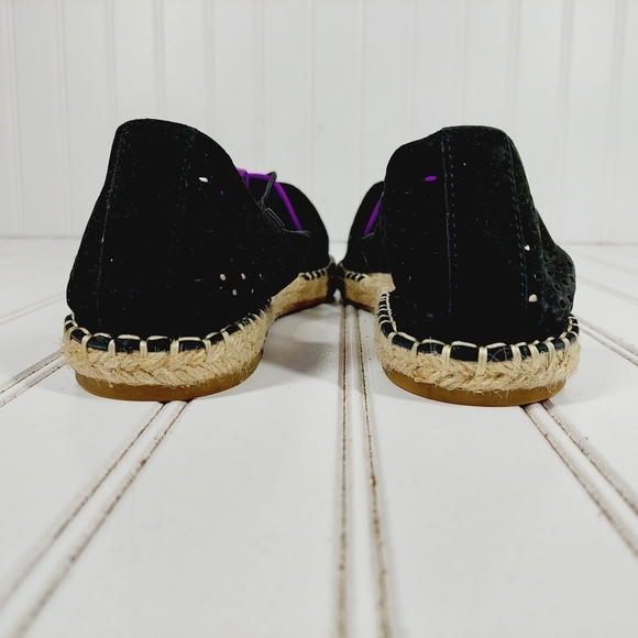 New Eileen Fisher Black Perforated Leather Casual  Flat Espadrilles C579 - Picture 6 of 11